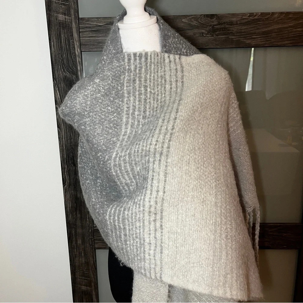 All You Need is Love Gray Ombre Striped Teddy Soft Shoulder Wrap